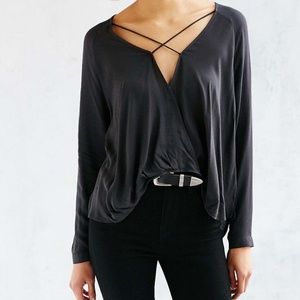 Silence + Noise Mayfair Long Sleeve Plunge Top, XS